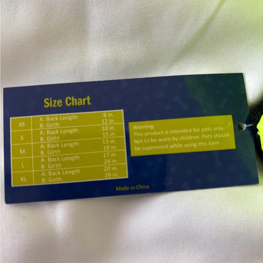 New With Tags Wag N Woof Day Glow Yellow Dog Rain/Jacket  Size Medium - Picture 4 of 6